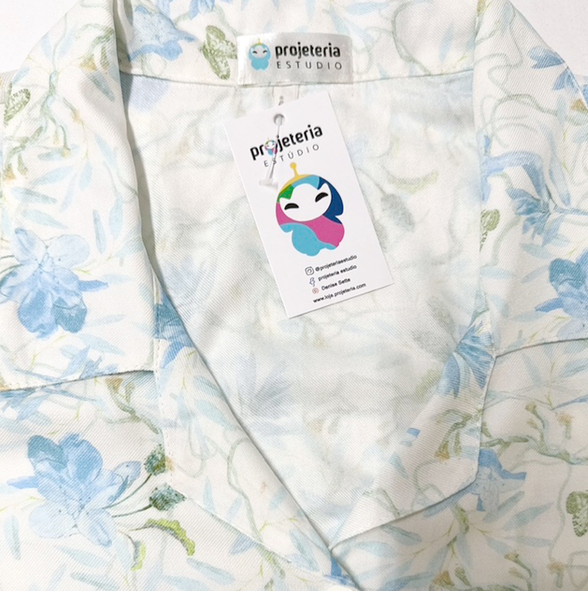Pijama curto  Viscose - Floral azul