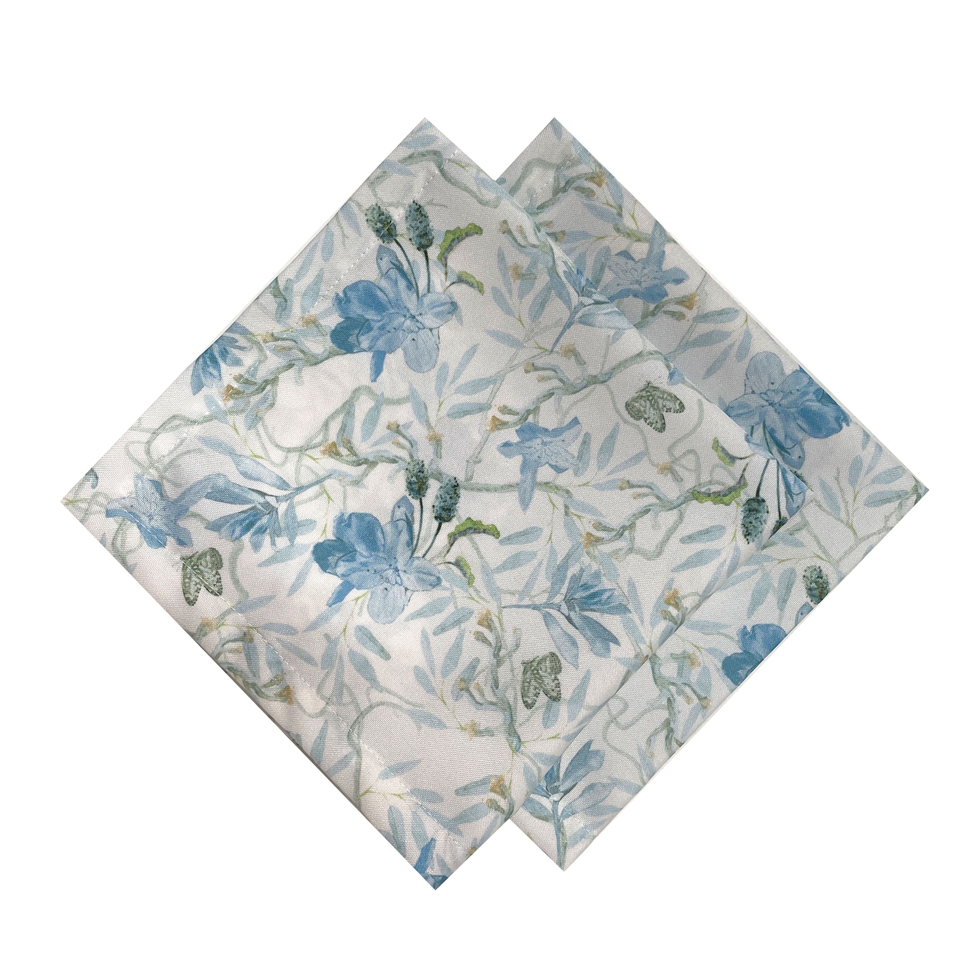 Guardanapo floral azul  (2 peças)