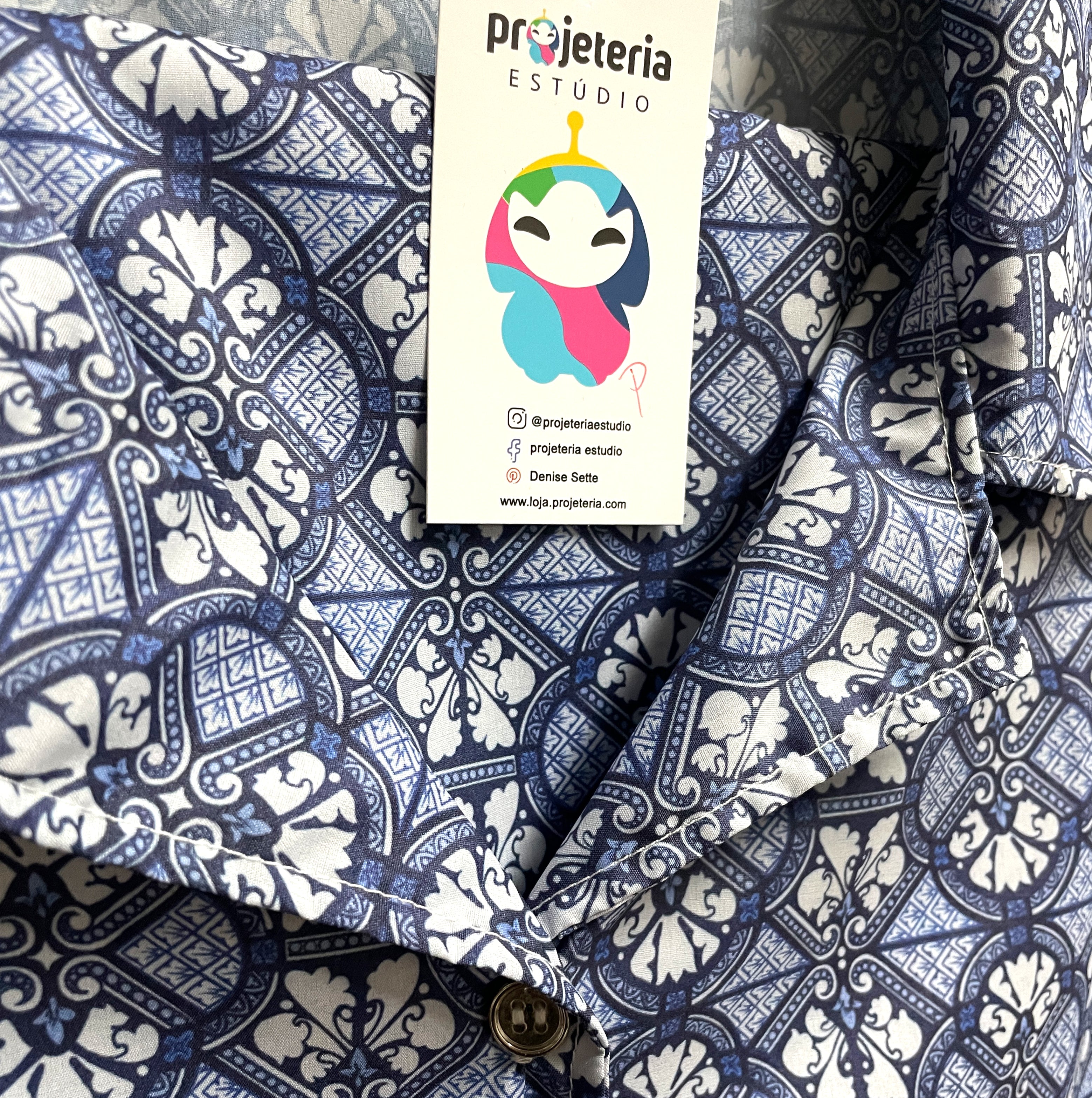 Pijama curto Pluma- Vitral azul Wells